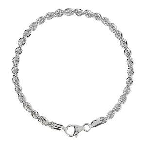 New S925 Sterling Silver Hallmarked Solid Silver 4mm Twisted Rope Chain Bracelet